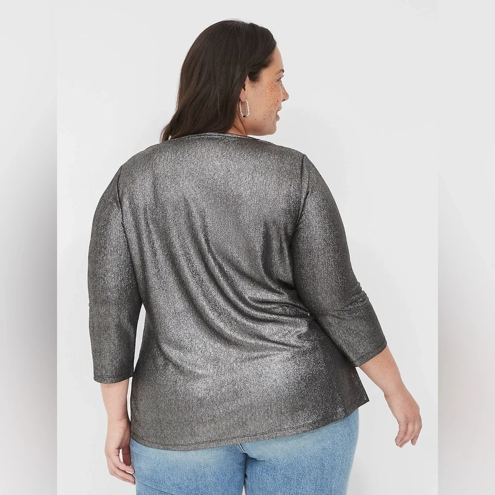 Lane Bryant Swing 3/4-Sleeve Pleat-Front Top 18/20